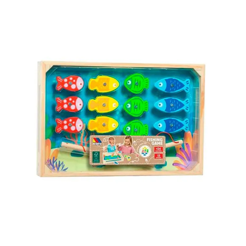 MOLTO Juegos De Madera|Primera Infancia Y Preescolar|Juego Pesca Magnético Madera 12 piezas