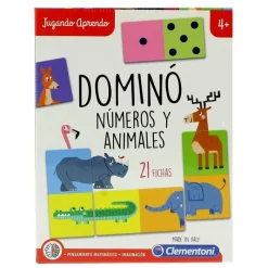 CLEMENTONI Jugando Aprendo Dominó Números y Animales- Juegos Y Juguetes Educativos