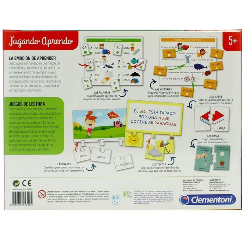 CLEMENTONI Jugando Aprendo Juegos de Lectura- Juegos Y Juguetes Educativos