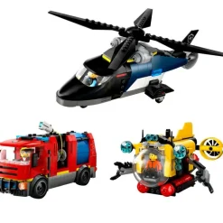 LEGO City Helicóptero, Camión Bomberos, Submarino- Lego