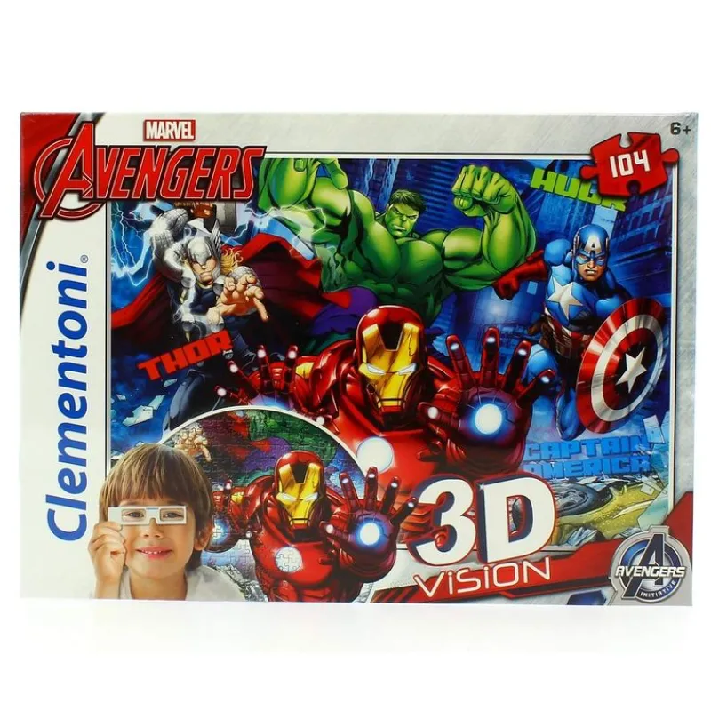 CLEMENTONI Puzzles De 100 A 500 Piezas|Marvel|Los Vengadores Puzzle 3D de 104 Piezas