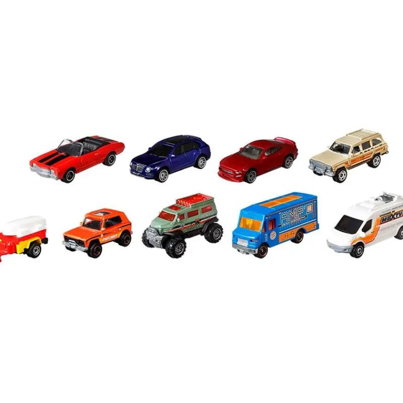 MATTEL Matchbox Pack 9 Coches Surtido- Vehículos, Trenes Y Parkings