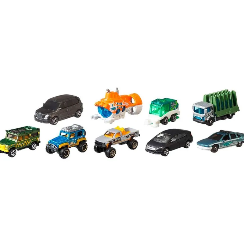 MATTEL Matchbox Pack 9 Coches Surtido- Vehículos, Trenes Y Parkings