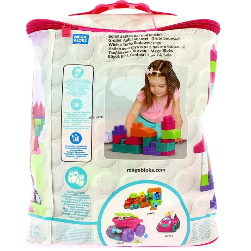 MEGABLOKS Mega Bloks First Builders ECO Bolsa 60 Rosa- Puzzles Y Construcciones