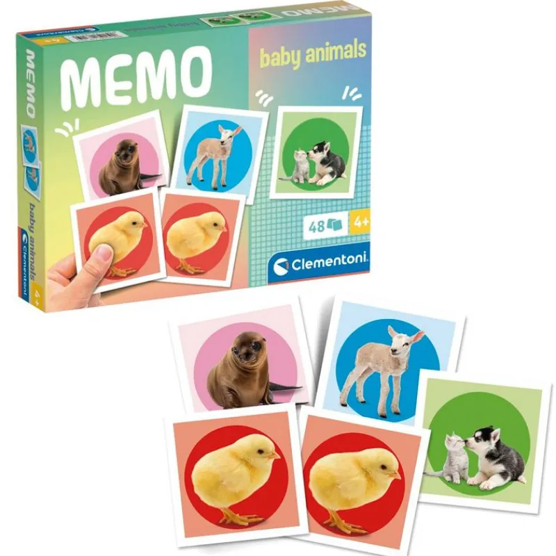 CLEMENTONI Memory Pocket Animales Bebés- Juegos Y Juguetes Educativos