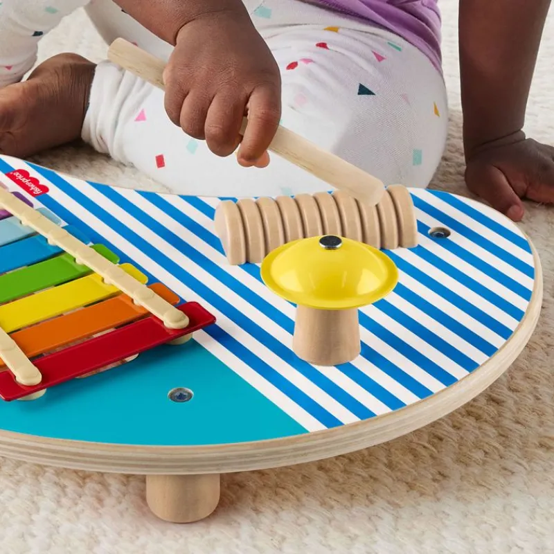 FISHER PRICE Juegos De Madera|Instrumentos Musicales|Mesa de Madera con 3 Instrumentos de Percusión