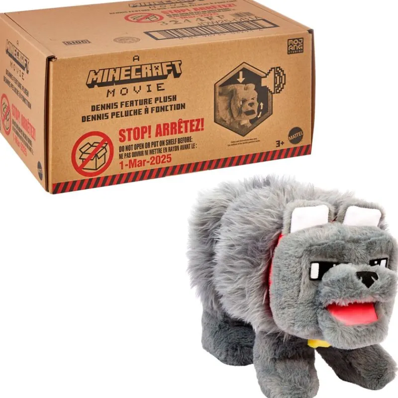 MATTEL Minecraft Dennis el Lobo Peluche 20 cm- Peluches|Primera Infancia Y Preescolar