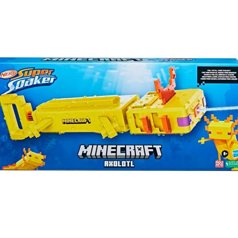 HASBRO Minecraft Nerf Supersoaker Axolote- Aire Libre