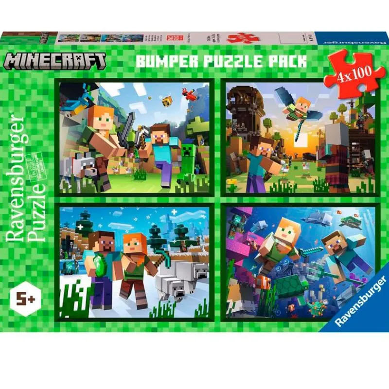 RAVENSBURGER Puzzles Y Construcciones|Minecraft Puzzle 4x100 Piezas