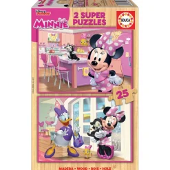EDUCA Minnie Mouse Puzzle Madera 2x25 Piezas- Juegos De Madera