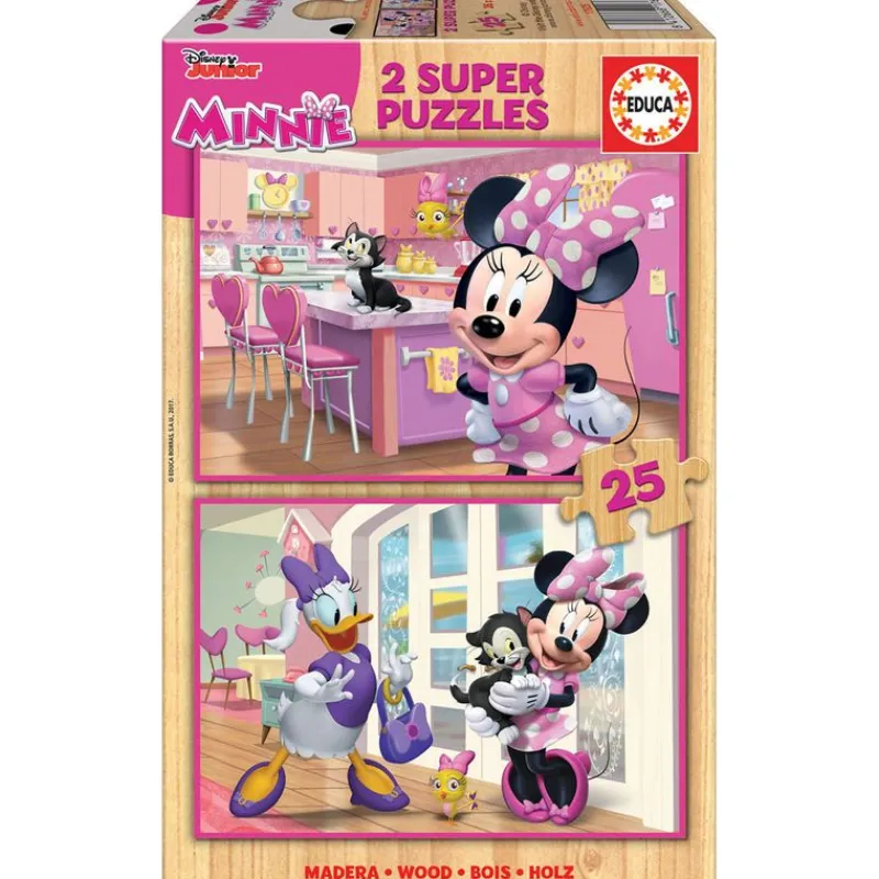 EDUCA Minnie Mouse Puzzle Madera 2x25 Piezas- Juegos De Madera