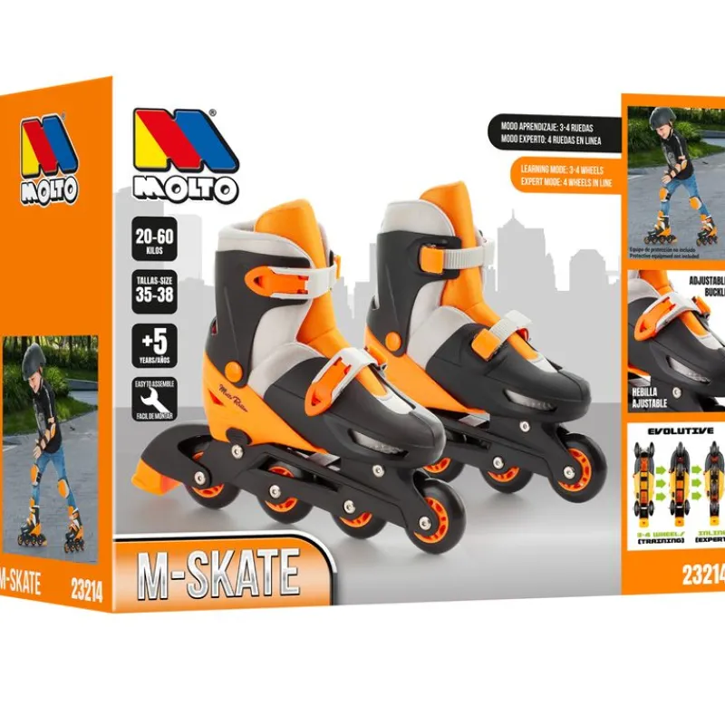 MOLTO Bicicletas, Correpasillos Y Triciclos|Roller Patines 4 en Línea Naranja