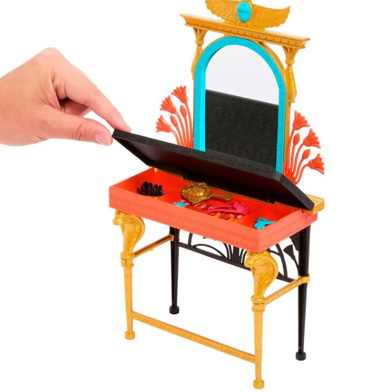 MATTEL Monster High Muñeca Cleo De Nile con Tocador y Accesorios- Monster High Colección|Halloween