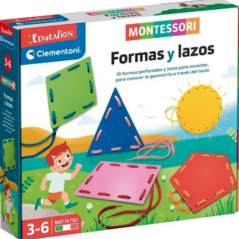 CLEMENTONI Montessori Formas y Lazos- Juegos Y Juguetes Educativos