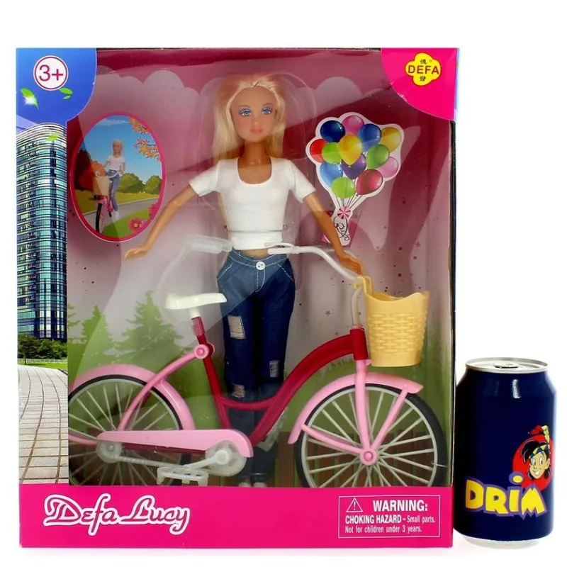 DRIM DISCOUNT Muñecas|Muñeca Fashion Blanca con Bicicleta