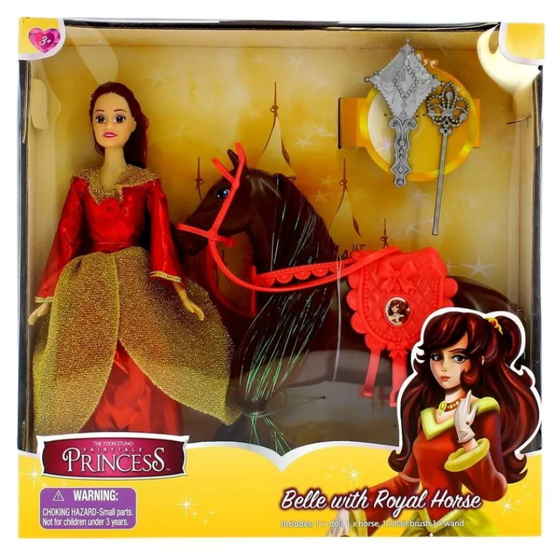 DRIM DISCOUNT Muñeca Princesa Belle con Caballo- Muñecas