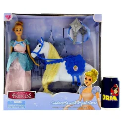 DRIM DISCOUNT Muñeca Princesa Cinderella con Caballo- Muñecas