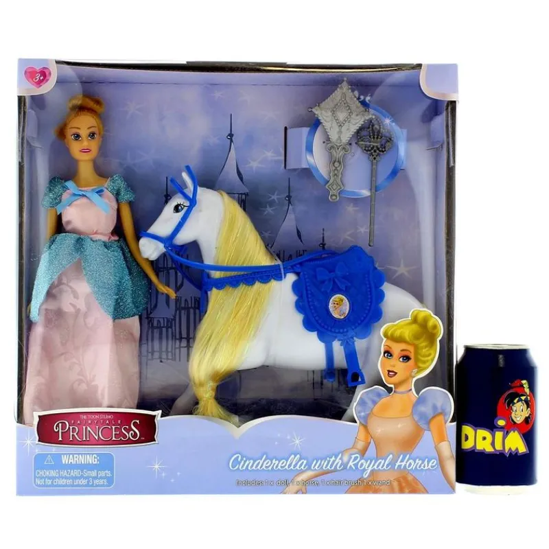 DRIM DISCOUNT Muñeca Princesa Cinderella con Caballo- Muñecas