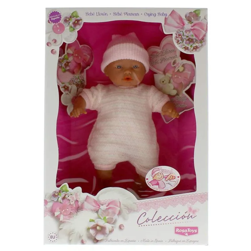ROSA TOYS Muñecas|Muñeco Bebé Llorón con Pijama Rosa