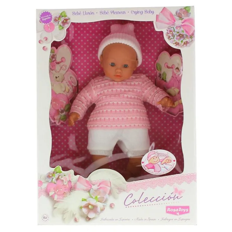 ROSA TOYS Muñeco Bebé Llorón Rosa- Muñecas
