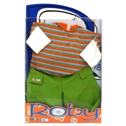 SMOBY Muñecas|Muñeco Roby Conjunto Camiseta a Rayas y Pantalones Verdes