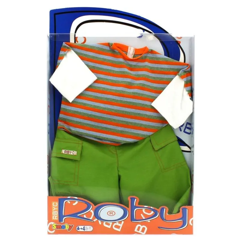 SMOBY Muñecas|Muñeco Roby Conjunto Camiseta a Rayas y Pantalones Verdes