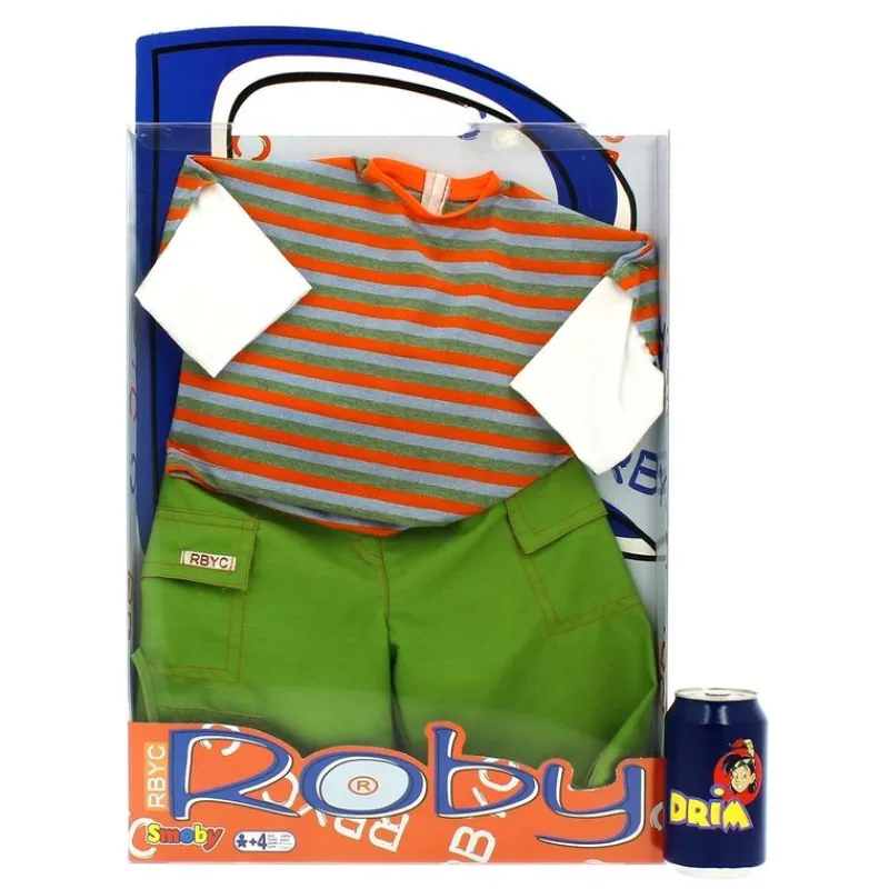 SMOBY Muñecas|Muñeco Roby Conjunto Camiseta a Rayas y Pantalones Verdes