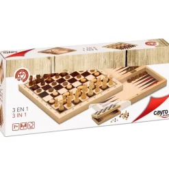 CAYRO Pack Ajedrez/Damas/Backgamon- Juegos De Mesa