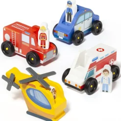 MOLTO Vehículos, Trenes Y Parkings|Primera Infancia Y Preescolar|Pack Vehículos Emergencias Madera
