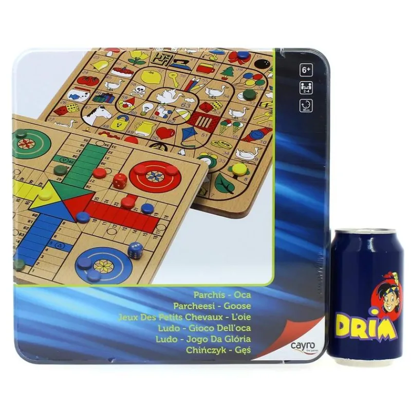 CAYRO Juegos De Mesa|Parchís y Oca en Caja de Metal