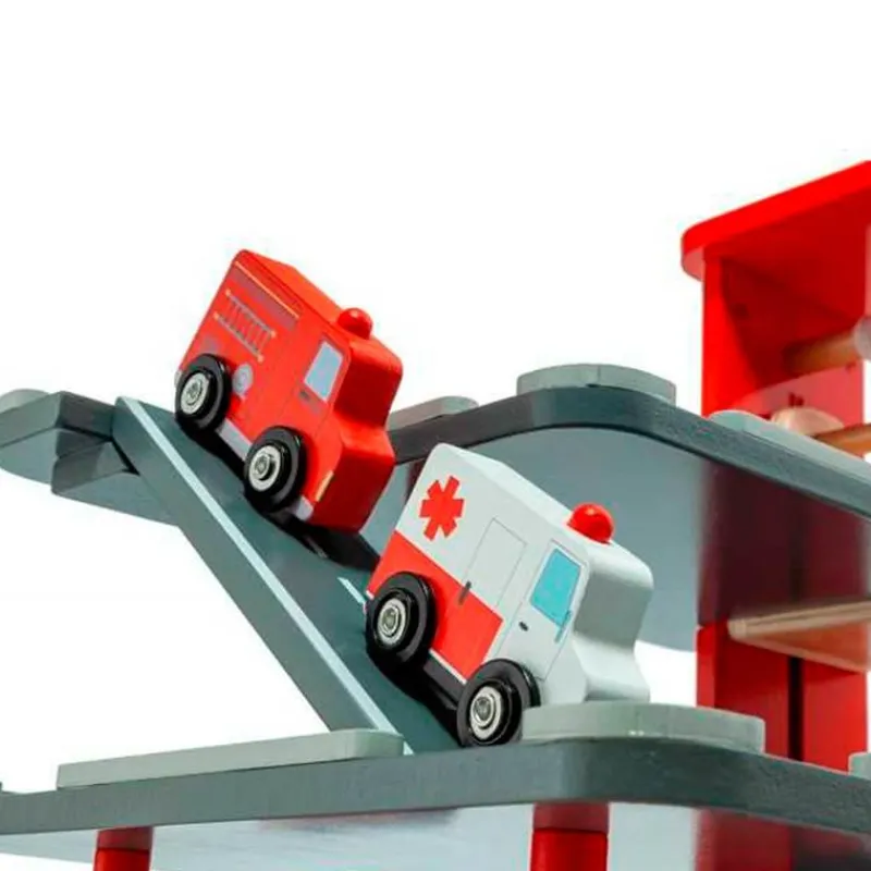 MOLTO Parking de Madera Infantil Emergencias- Vehículos, Trenes Y Parkings|Juegos De Madera