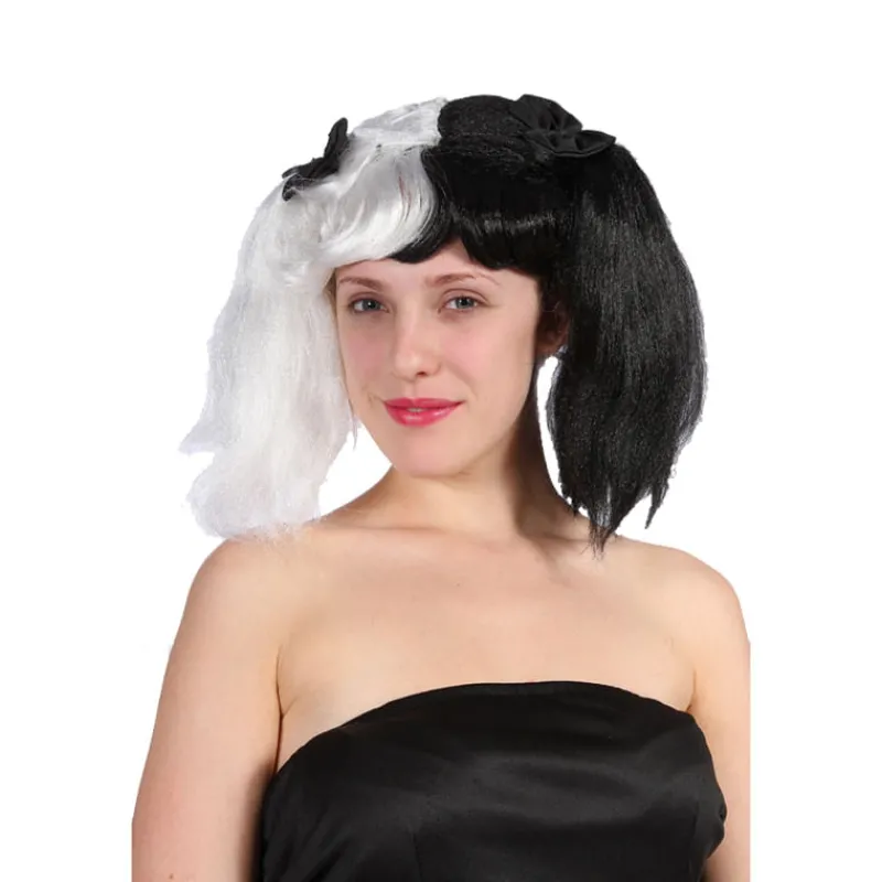 DRIM DISCOUNT Peluca Blanca y Negra- Disfraces Y Complementos|Disfraces Y Complementos