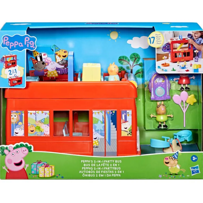 HASBRO Peppa Pig Autobús de Fiestas 2 en 1- Figuras Y Figuras De Acción