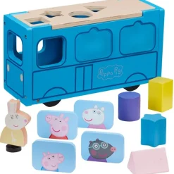 BANDAI Peppa Pig Autobús de Madera- Juegos De Madera|Primera Infancia Y Preescolar
