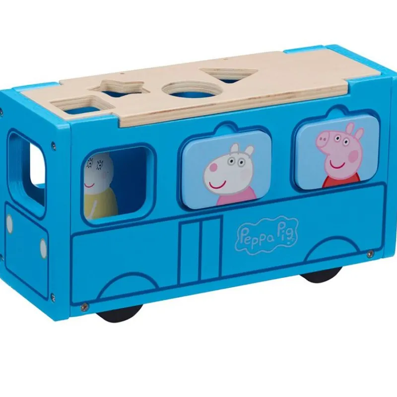 BANDAI Peppa Pig Autobús de Madera- Juegos De Madera|Primera Infancia Y Preescolar