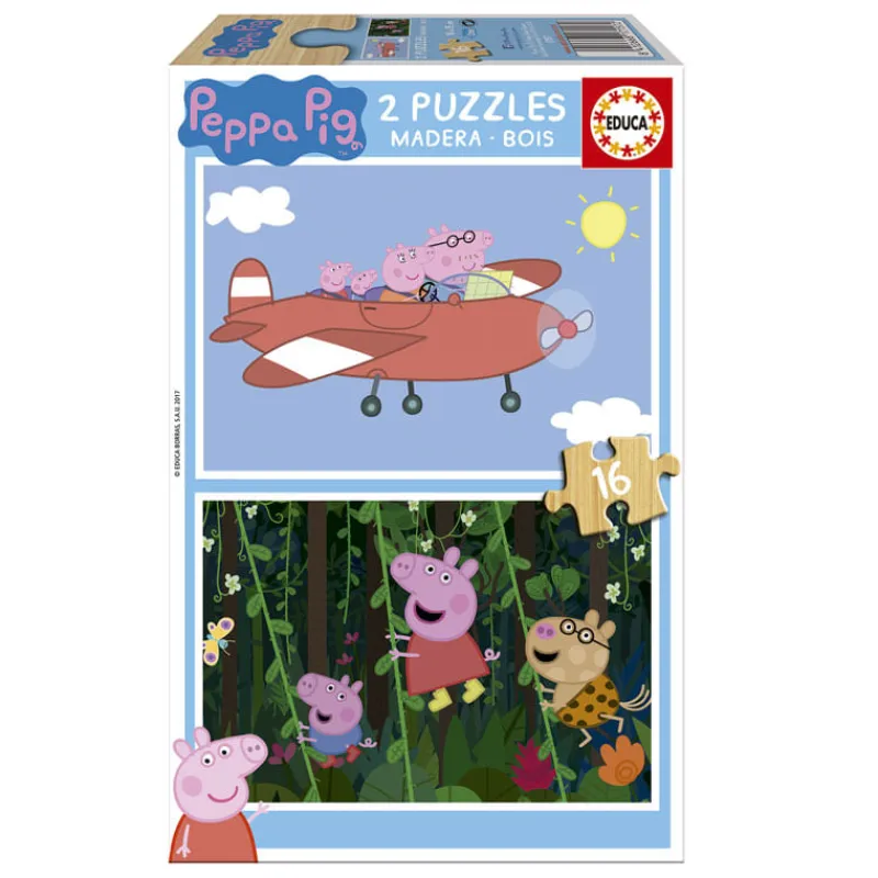 EDUCA Peppa Pig Puzzle 2x16 Piezas- Juegos De Madera|Puzzles Y Construcciones