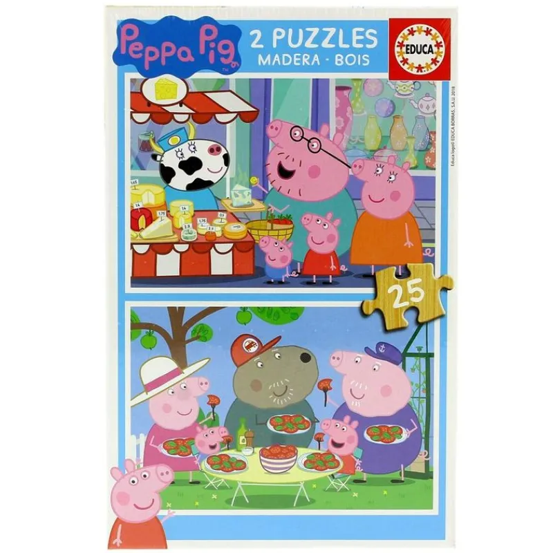 EDUCA Peppa Pig Puzzles Madera 2x25 Piezas- Juegos De Madera
