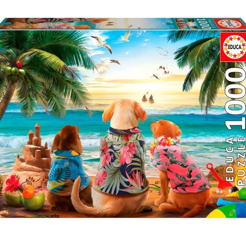 EDUCA Puzzles De 501 A 1000 Piezas|Electrónicos|Perros en la Playa Puzzle 1000 Piezas