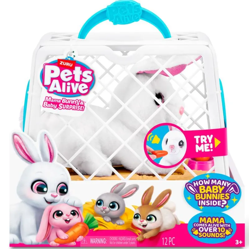 ZURU Pets Alive Mama Bunny & Baby Surprise Peluche Interactivo- Electrónicos