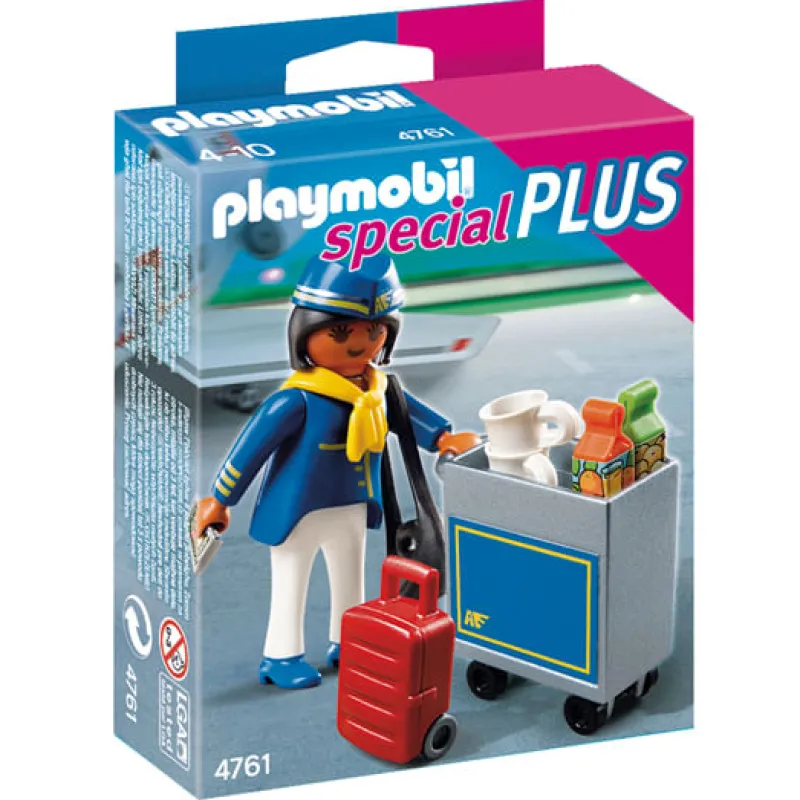 PLAYMOBIL Playmobil|Azafata de Vuelo con Carrito