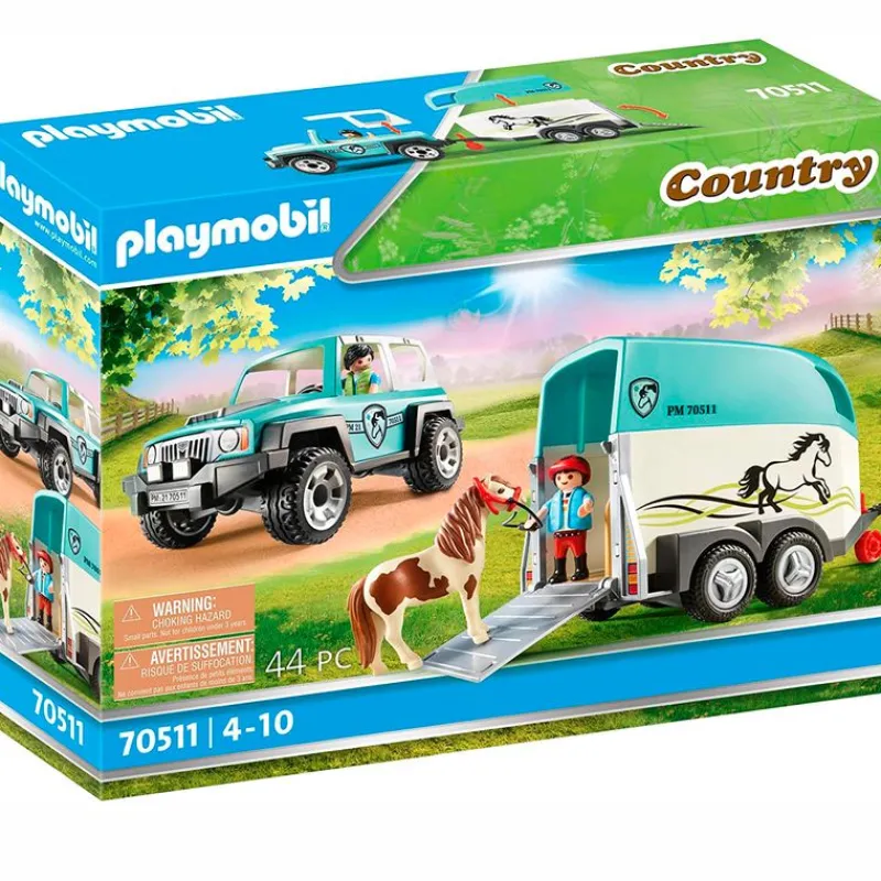 PLAYMOBIL Country Coche con Remolque para Poni- Playmobil