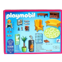 PLAYMOBIL Dollhouse Sala de Estar con Fuego- Playmobil