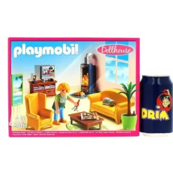 PLAYMOBIL Dollhouse Sala de Estar con Fuego- Playmobil