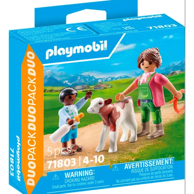 PLAYMOBIL Duo Granjero con Ternero- Playmobil