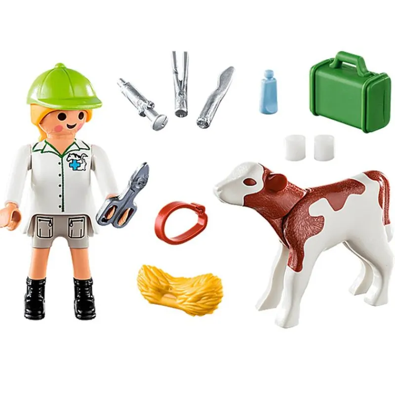 PLAYMOBIL Special Plus Veterinaria con Ternero- Playmobil