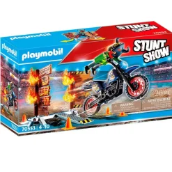 PLAYMOBIL Playmobil|Stuntshow Moto con Muro de Fuego
