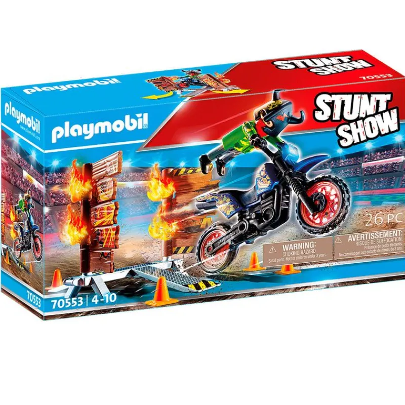 PLAYMOBIL Playmobil|Stuntshow Moto con Muro de Fuego