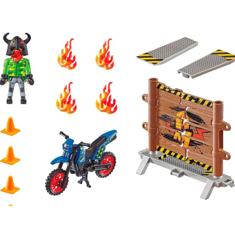 PLAYMOBIL Playmobil|Stuntshow Moto con Muro de Fuego