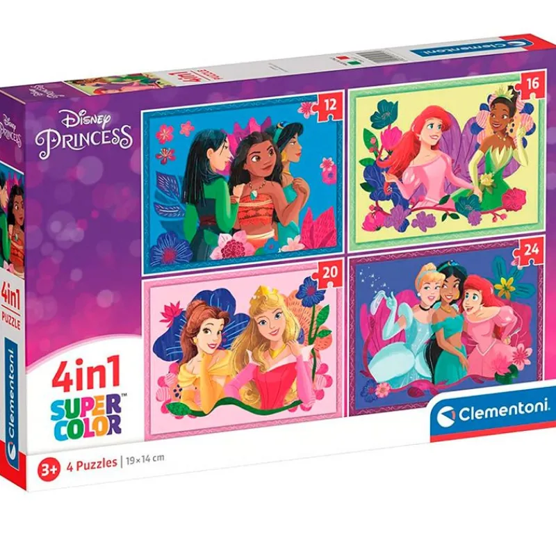 CLEMENTONI Puzzles Y Construcciones|Princesas Disney Puzzle 4 en 1 Progresivo