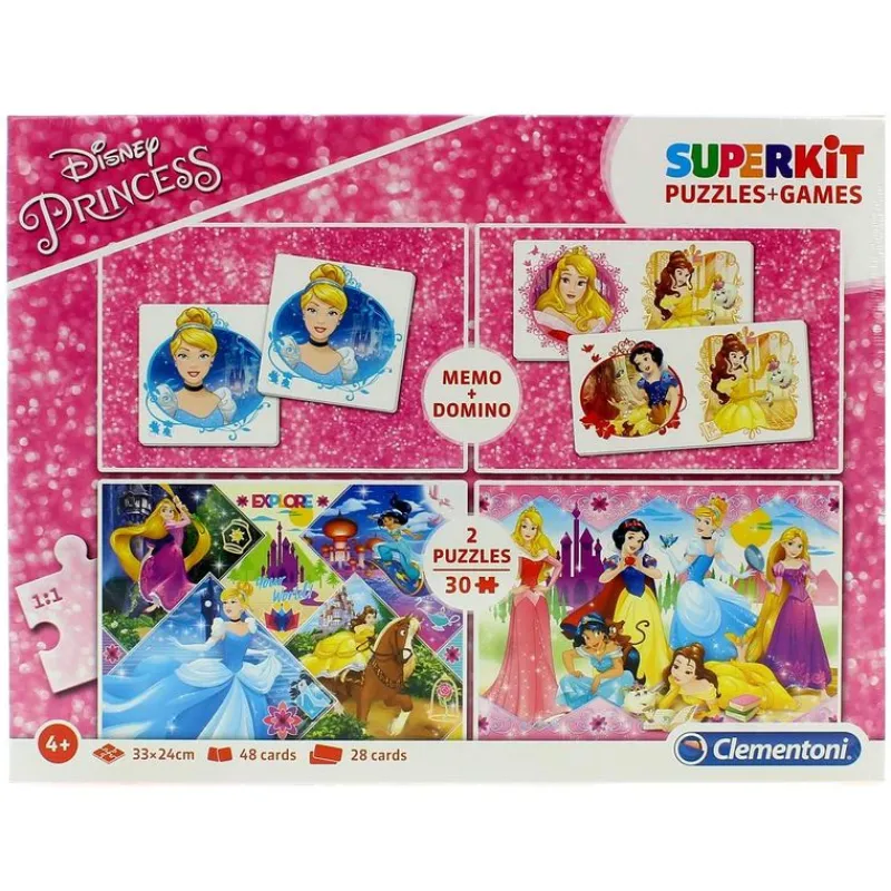 CLEMENTONI Puzzles Y Construcciones|Princesas Disney Puzzle 2x30 Dominó y Memory